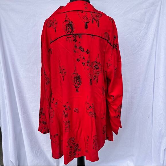 Soft Surroundings Tunic Shirt Pagoda Asian Kimono Sz Large L French Knit Buttons - Picture 2 of 10